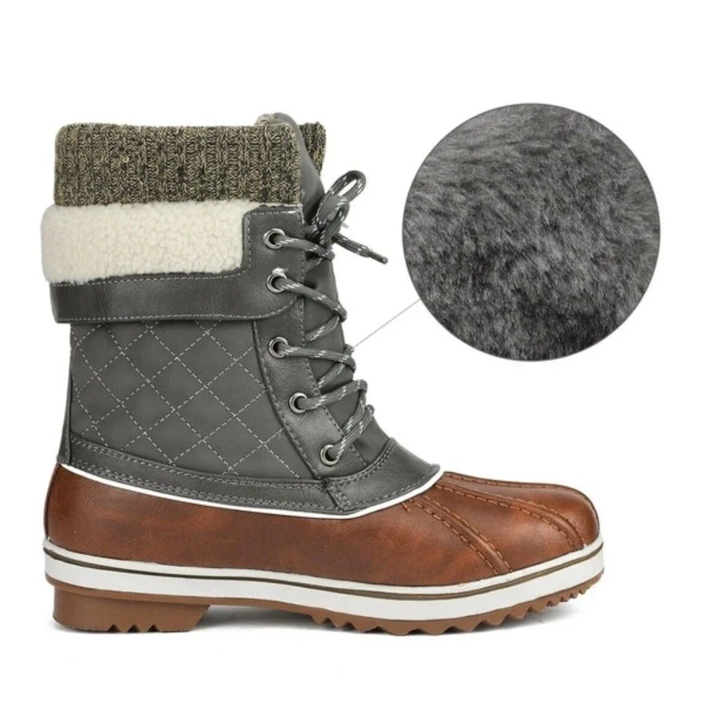 DREAM PAIRS Women's Waterproof Mid Calf Winter Warm Faux Fur Boots Size 7 (sku42